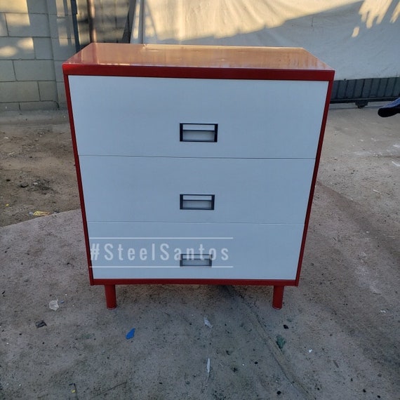 Vintage Steel Lateral File Cabinet Turned Into Dresser With Legs