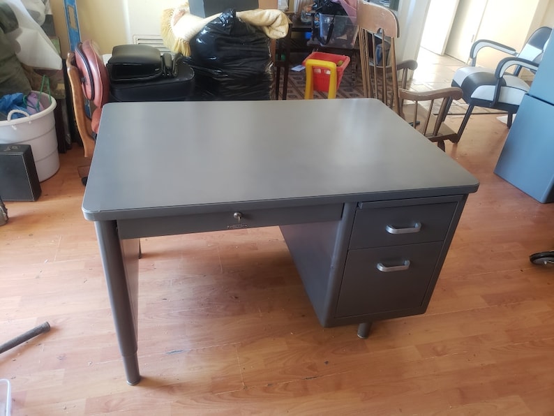 Vintage Steel Single Pedestal Tanker Desk Made to Order in Any Etsy