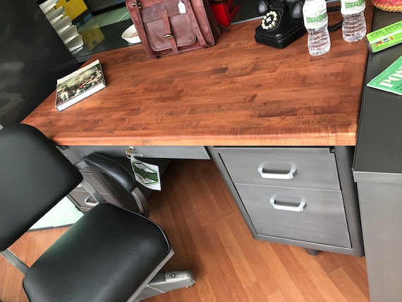 Made to Order Vintage Steel Desk Refurbished With Wood Top Etsy UK