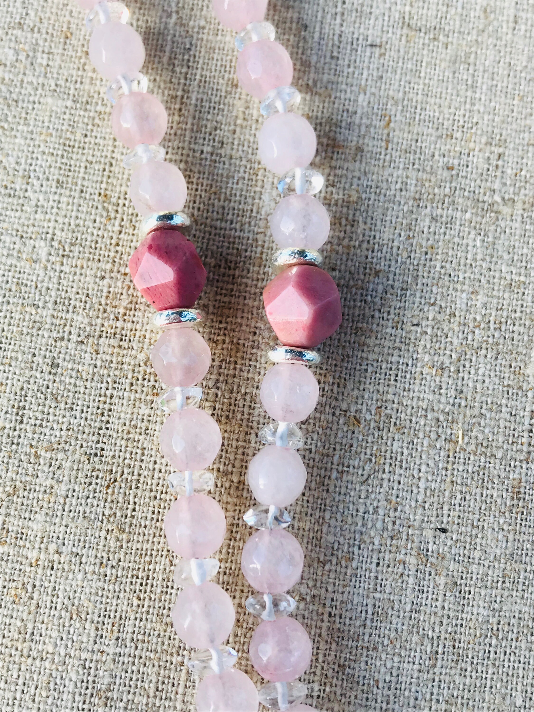 Breast Cancer Gemstone Healing Necklace with Rose Quartz Etsy