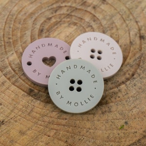 Crochet Buttons Personalised, Custom Product Tags, Craft Buttons, Crafter Tags, Engraved Acrylic Labels
