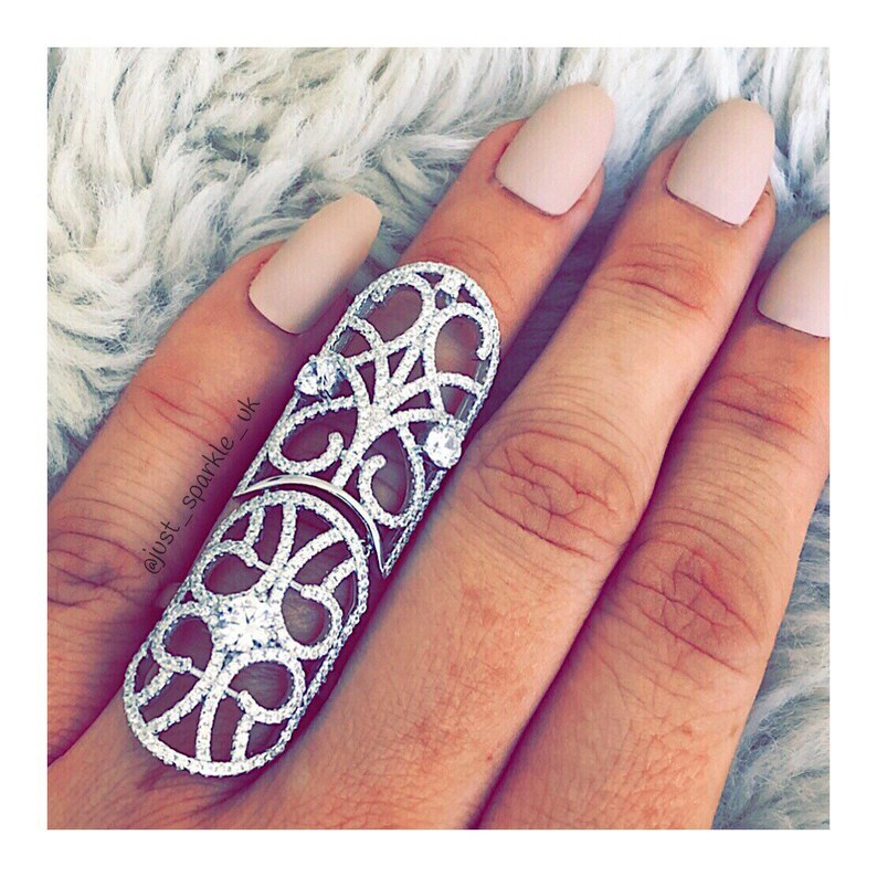 Lace Sterling Silver Full Finger Statement Knuckle Ring Etsy