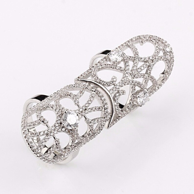 Lace Sterling Silver Full Finger Statement Knuckle Ring Etsy