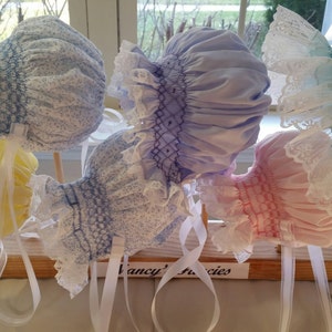 Smocked baby bonnets, baby bonnets
