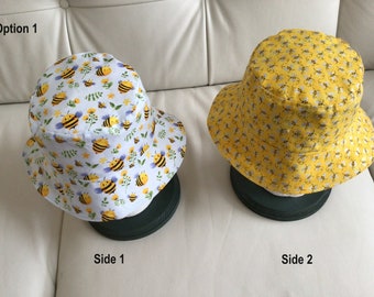 Children's Reversible Bee Bucket Hat