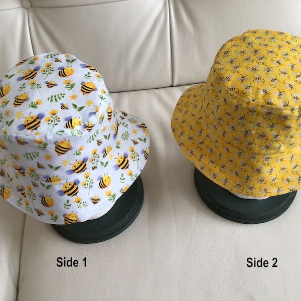 Children's Reversible Bee Bucket Hat