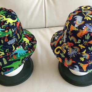 Dino reversible bucket hat-Toddler Reversible Dinosaur Bucket Hats