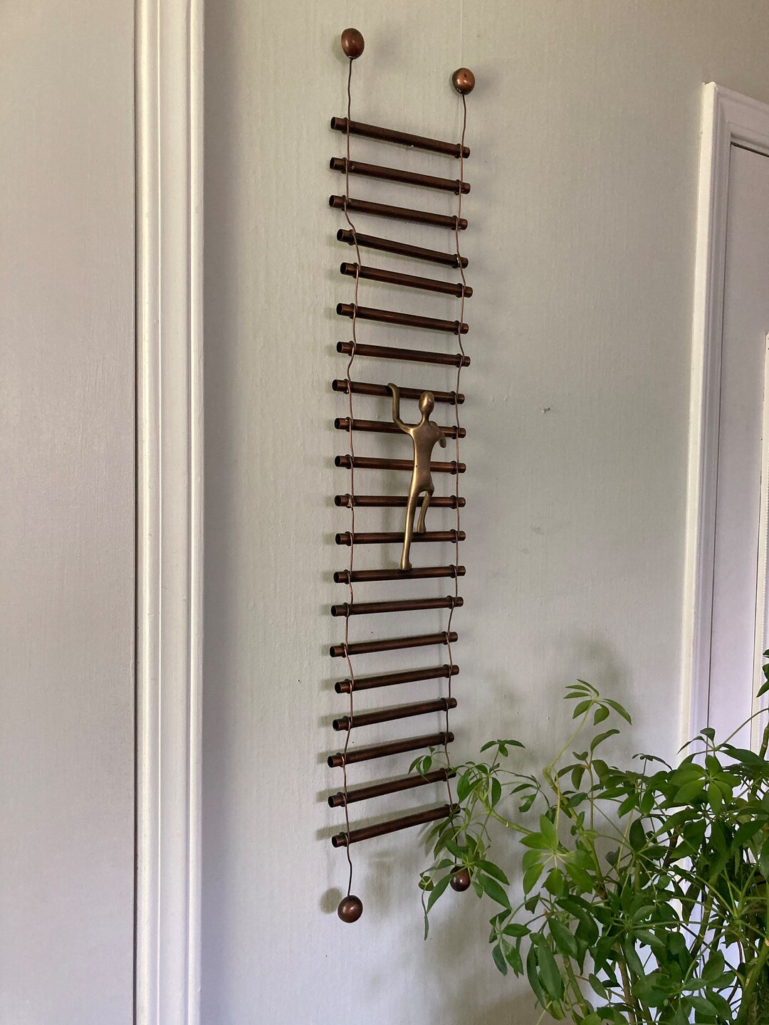 Metal Man Climbing Ladder Wall Art Etsy