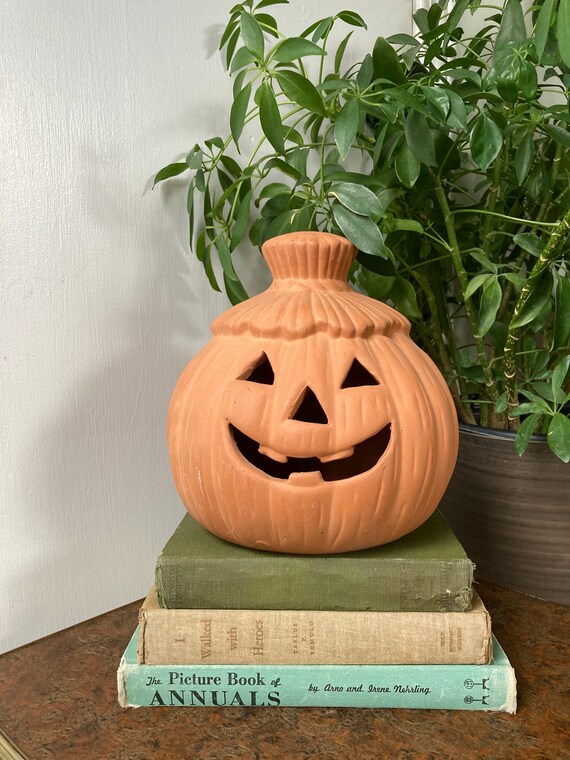 Large Terra Cotta Jack O Lantern Etsy