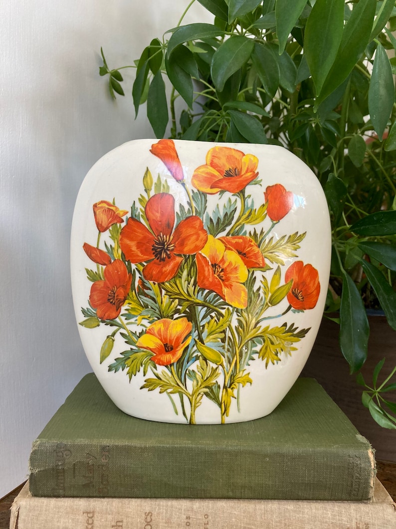 Orange floral vase