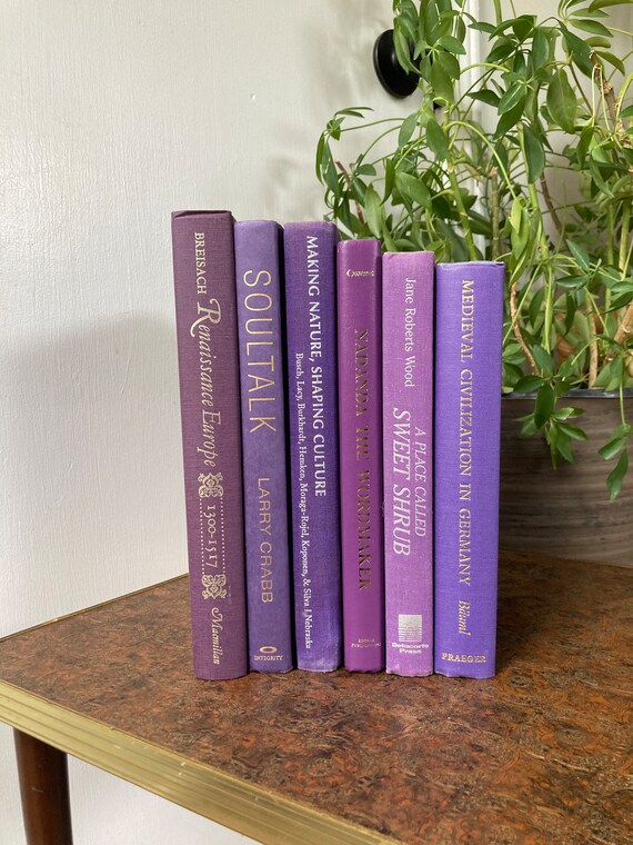 Vintage Purple Book Stack. B - Etsy