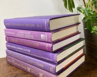 Vintage Purple Book Stack. B - Etsy