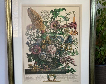 August flowers Furber print as is please read description