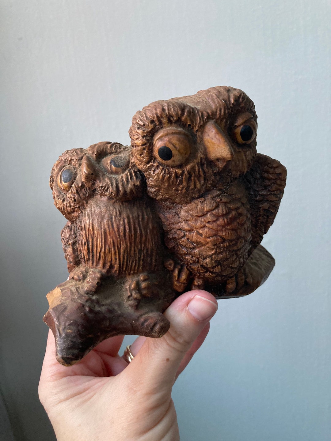Vintage Owl Figurine: Compressed Wood Decor - Etsy