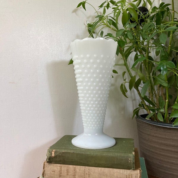 Hobnail Milk Glass Vase Etsy