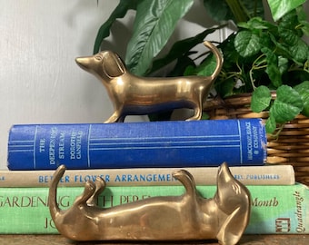 Pair of vintage brass dachshunds.  E
