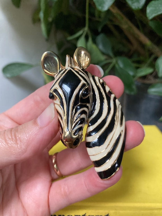 Vintage zebra brooch