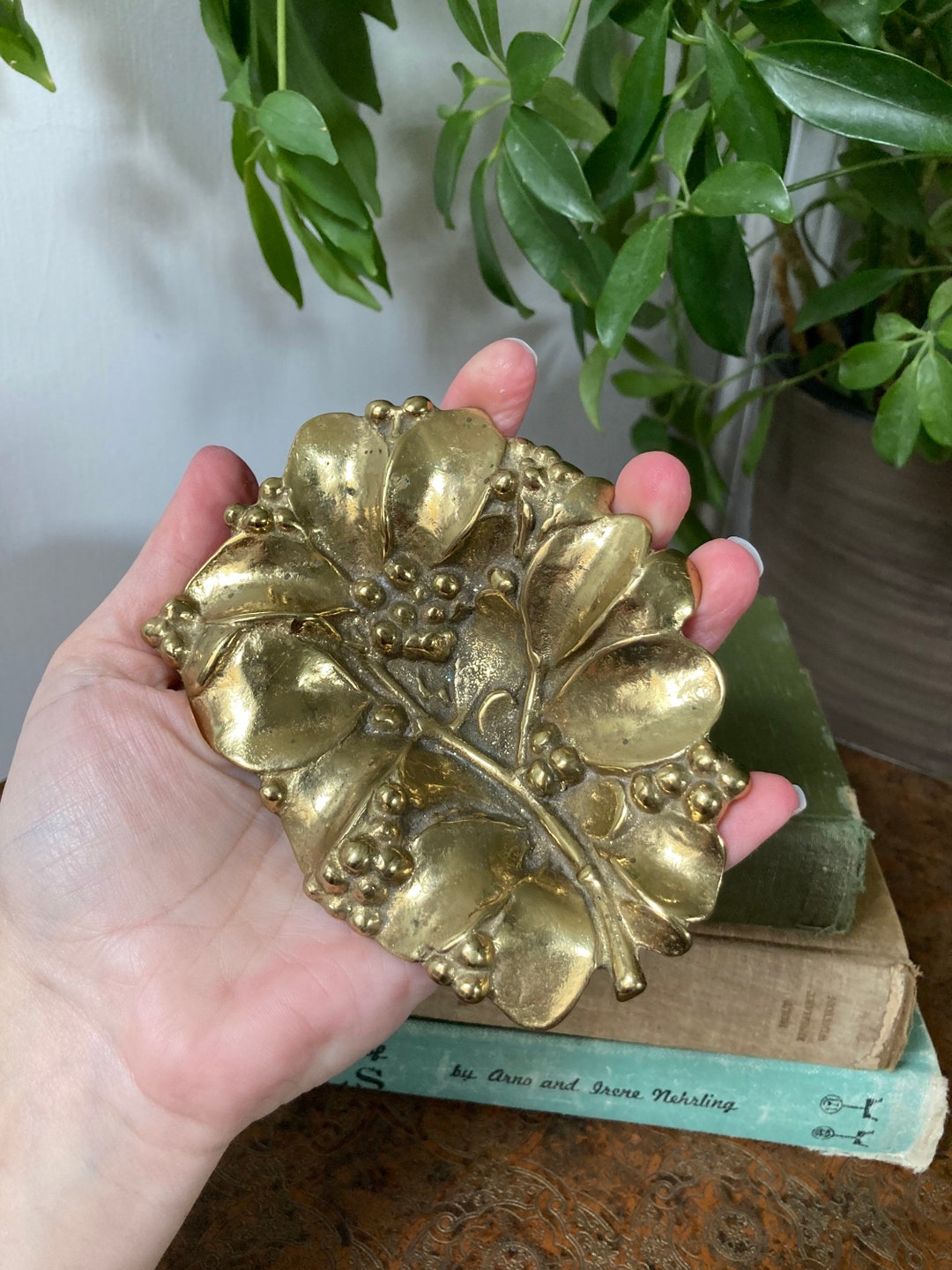 Virginia Metalcrafters Brass Mistletoe Leaf Etsy