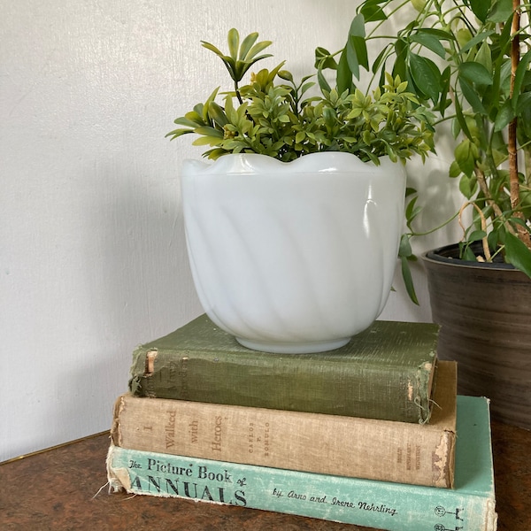 Vintage milk glass planter