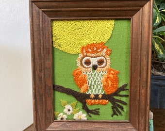 Vintage owl crewel