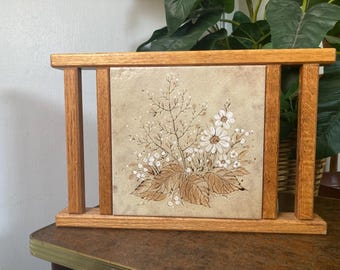 Wood and tile tray