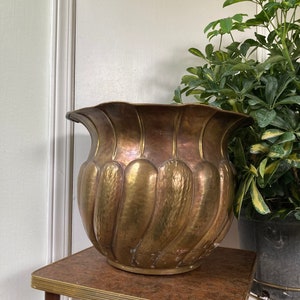 Large ornate brass planter