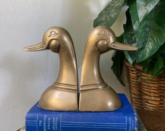 Brass duck head bookends. As is