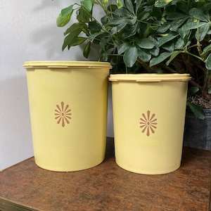 Yellow Tupperware canisters.   C