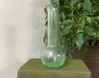 Green crackled glass vase