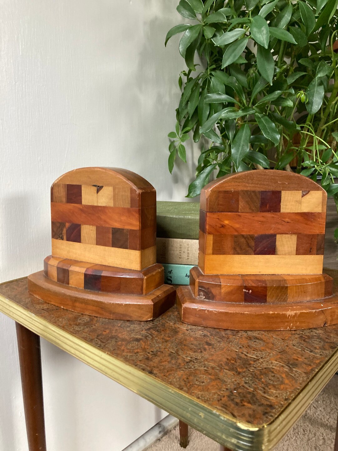 Vintage Wood Bookends Etsy