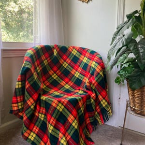 Wool plaid throw