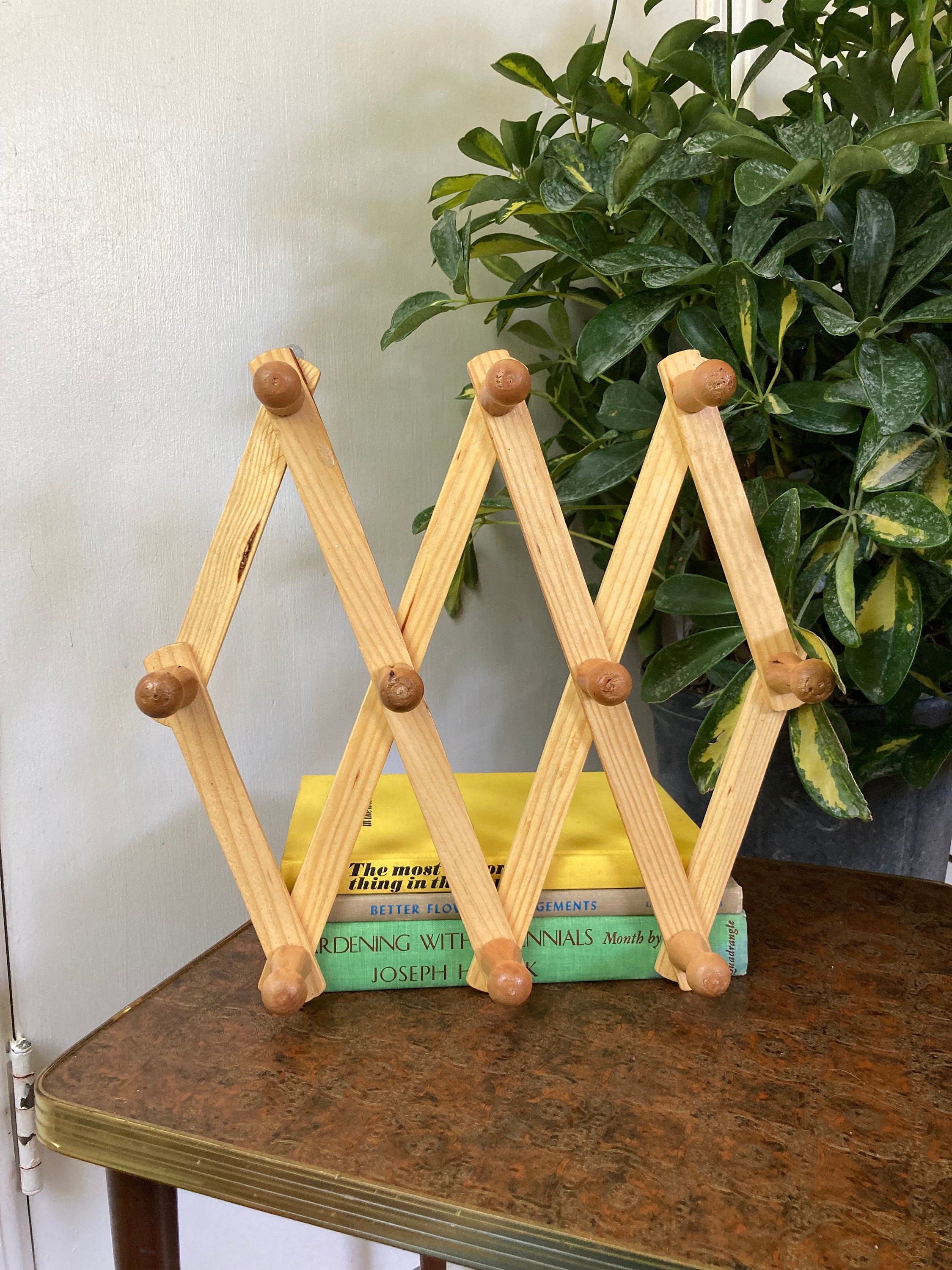 Accordion Expandable Wood Wall Rack Wood Accordion Peg Rack