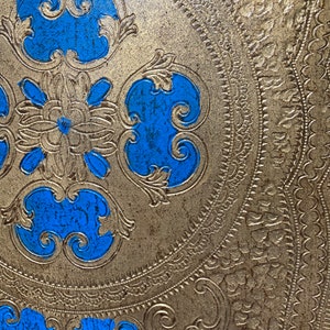 Vintage Blue and Gold Florentine Tray - Etsy