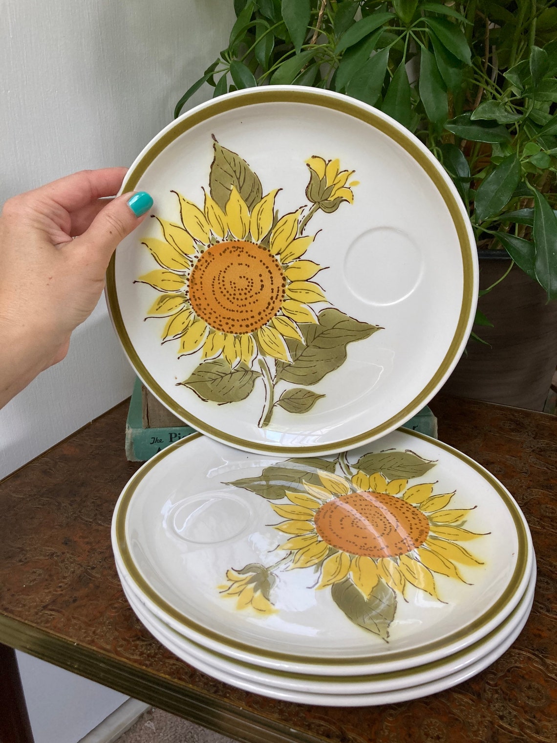 Vintage sunflower plates Etsy