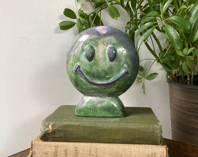 Vintage Ceramic Smiley Face Bank as Is Etsy