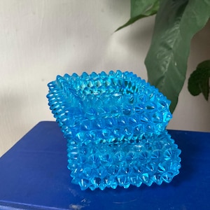 Blue hobnail salt cellars