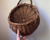 Vintage woven grapevine wall basket