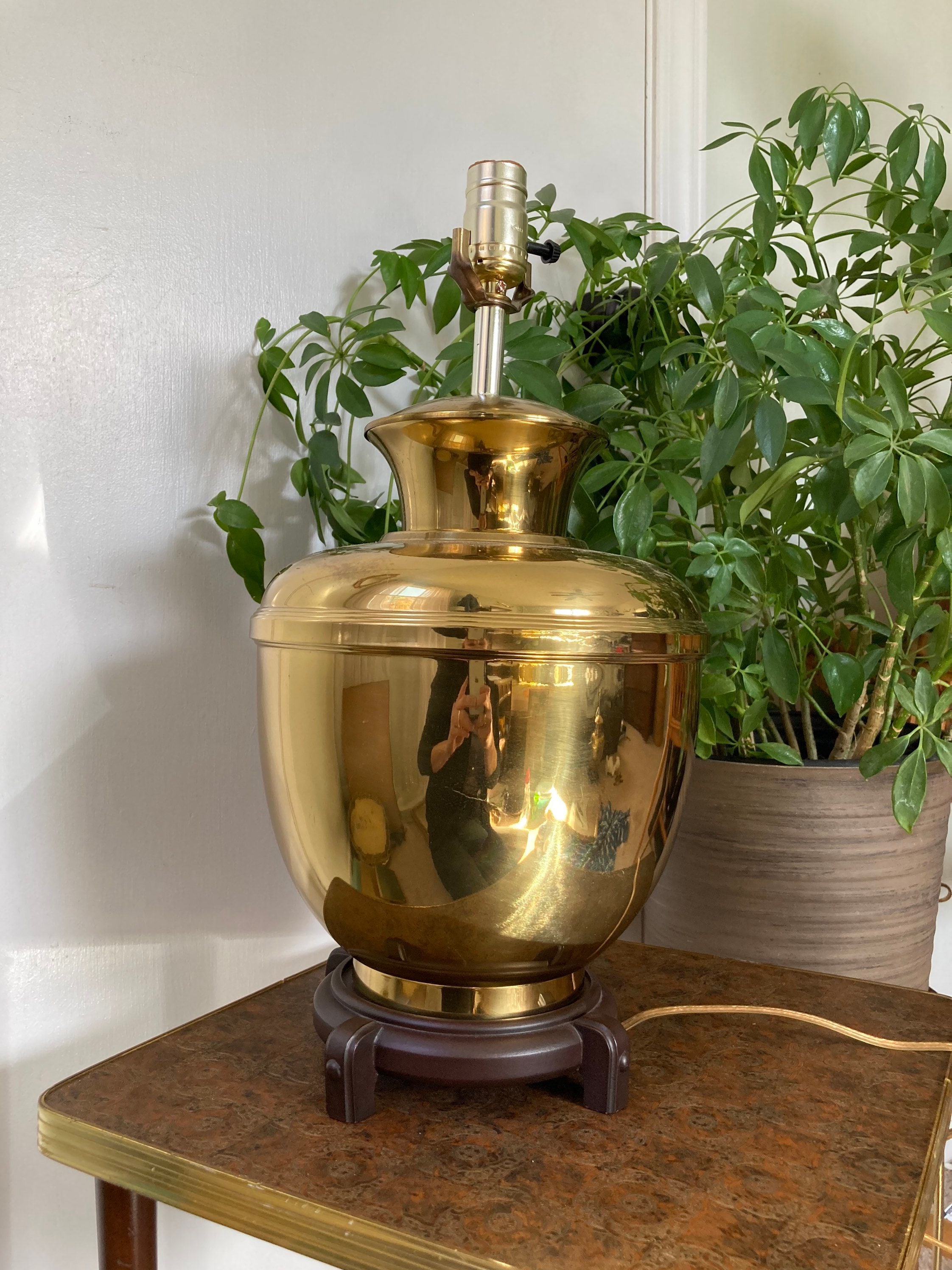 Large shiny brass lamp