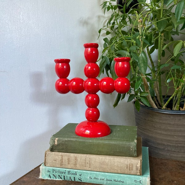 Red Swedish candle holder