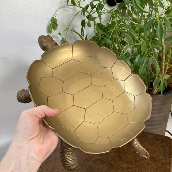 Large brass turtle dish