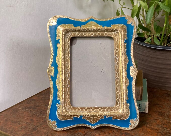 Blue and Gold Photo Frame Etsy