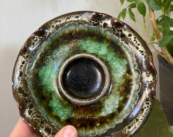 Crushed glass and pottery dish