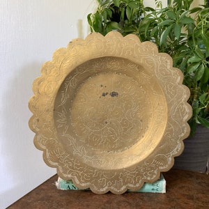 Vintage etched brass dragon tray