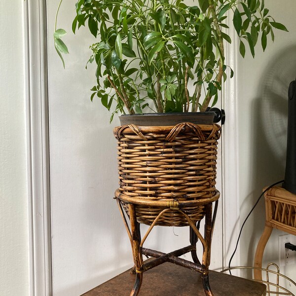 Wicker Plant Stand Etsy