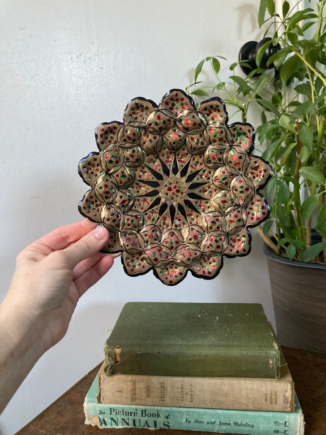 Ornate Brass Star Shaped Tray Etsy