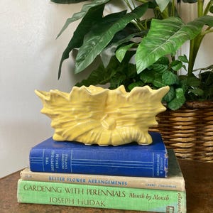 Vintage yellow ceramic shell planter