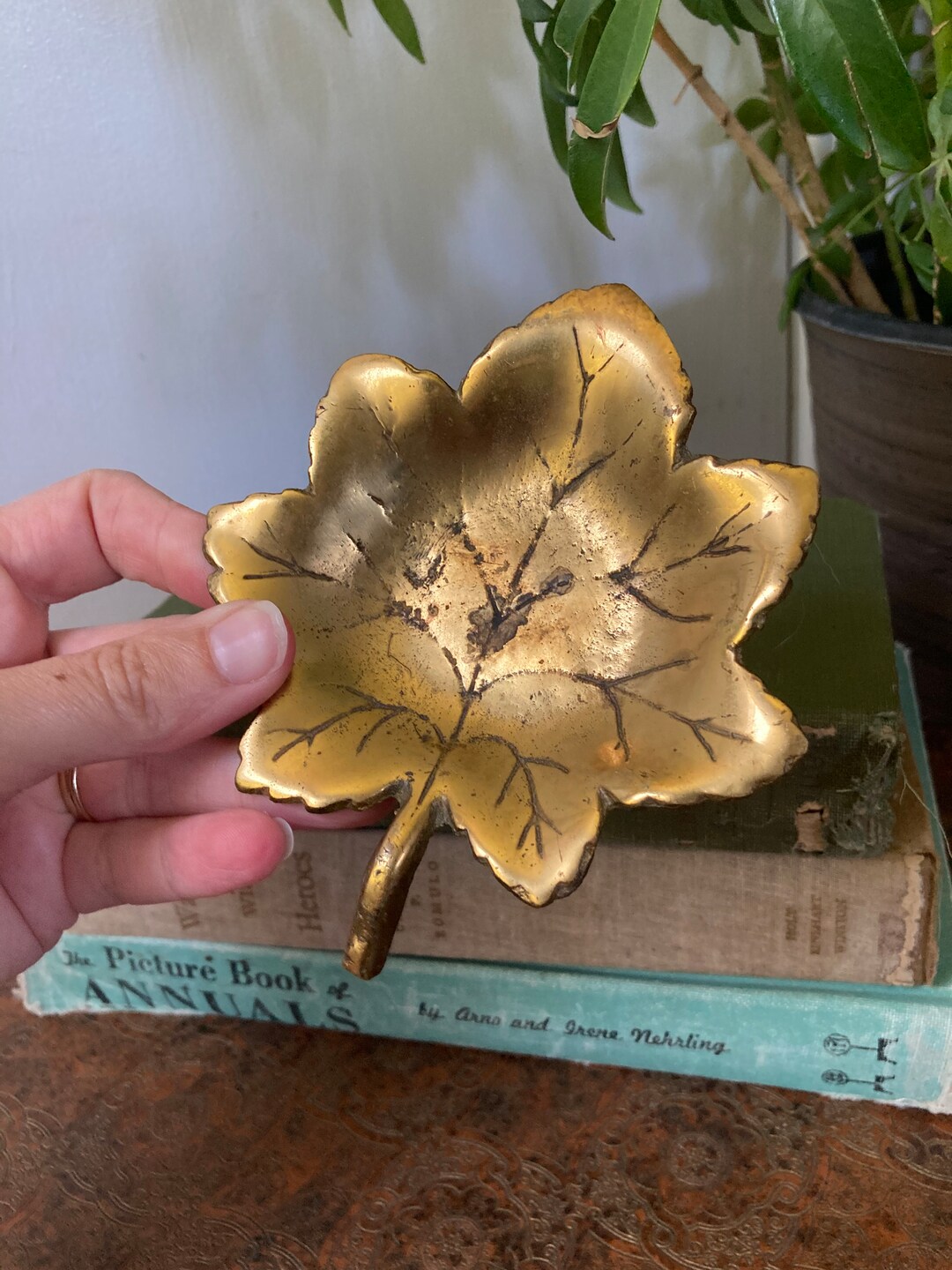 Vintage Brass Leaf Dish Etsy