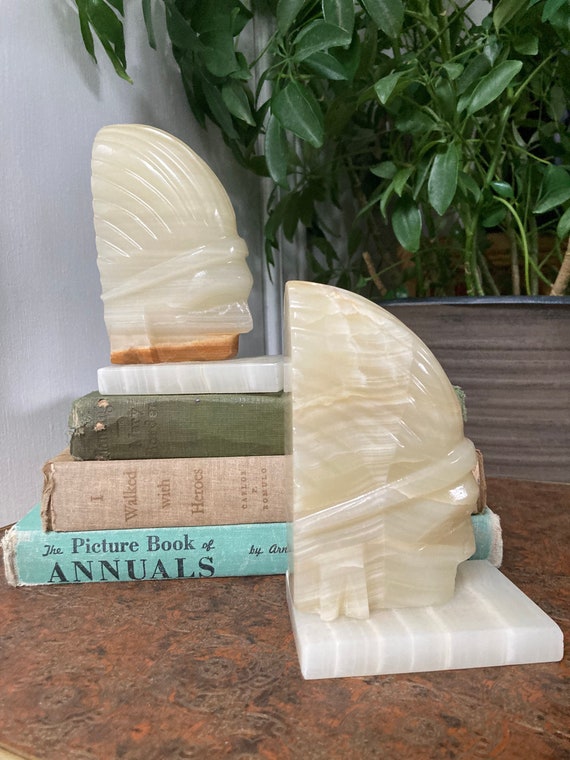 Onyx bookends - indigenous heads Onyx bookends - indigenous heads