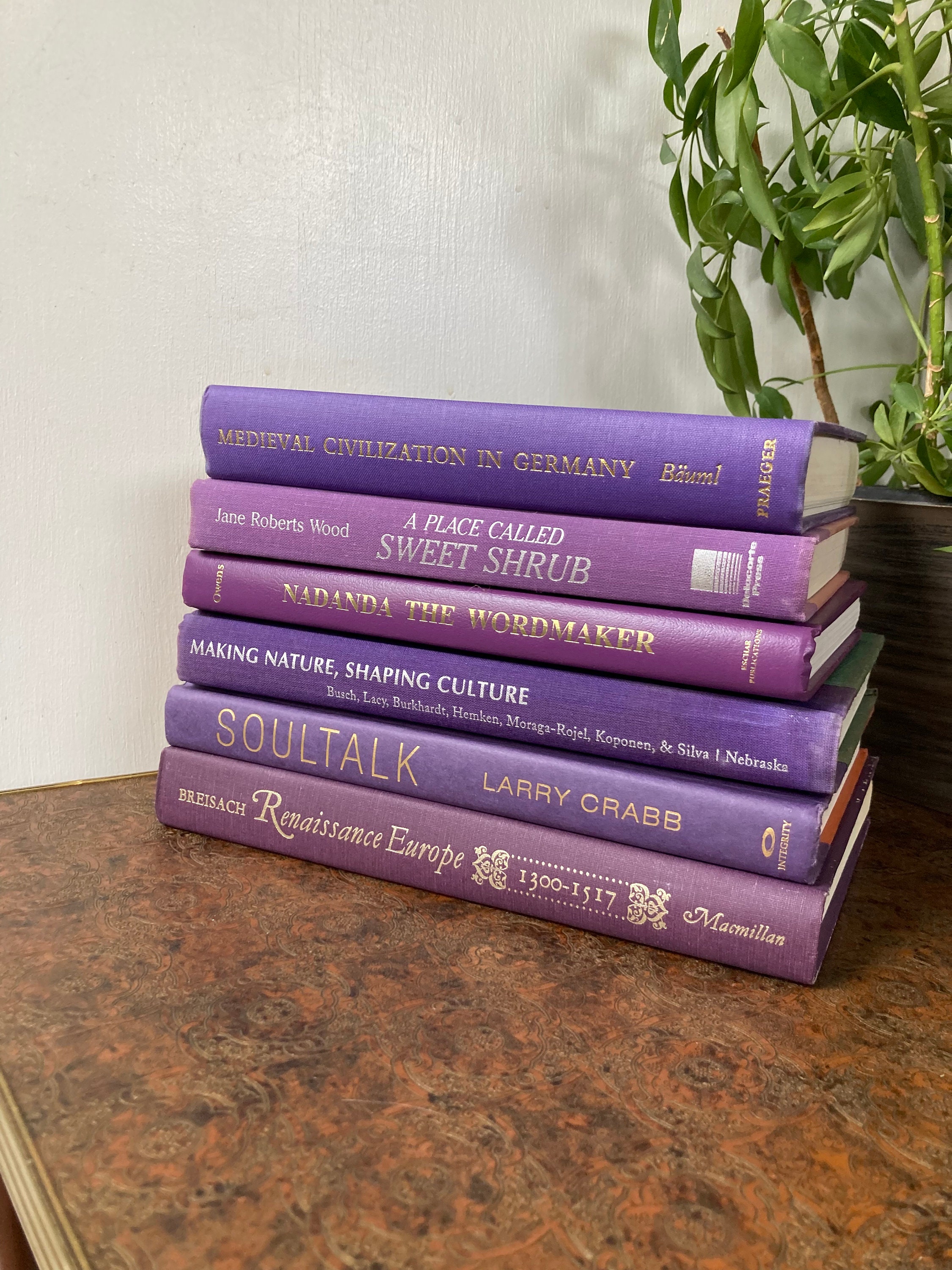 Vintage Purple Book Stack. B - Etsy