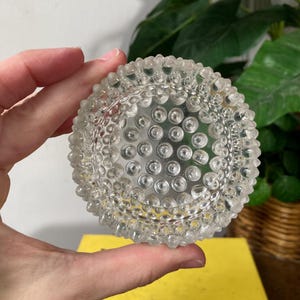 Clear hobnail glass salt cellar